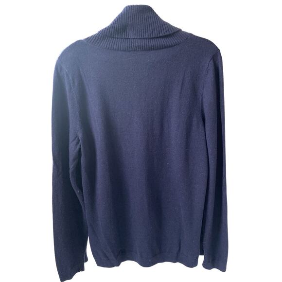 Talbots Womens Sweater Blue Christmas Holiday Red Truck Lambswool Blend Navy M - Picture 7 of 7